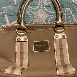gold/tan Michael Kors tote bag